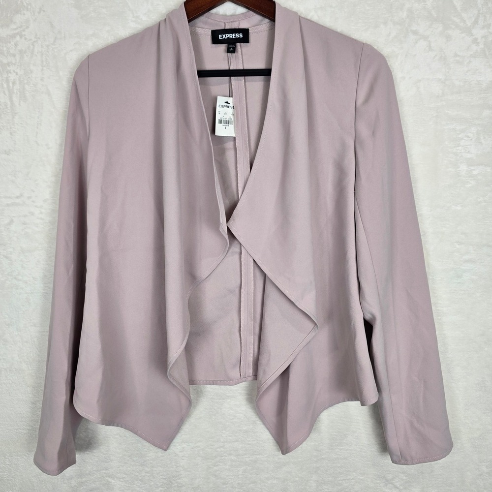 NWT‎ Express Womens Mauve Pink Drape Front Open Blazer Jacket Size S lightweight